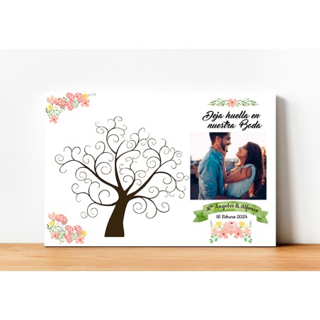 ÁRBOL DE HUELLAS BODA PERSONALIZADO CON FOTO