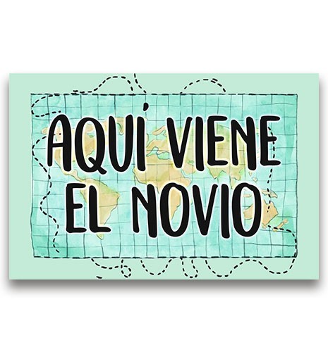 CARTEL MADERA IMPRESA AQUÍ VIENE EL NOVIO