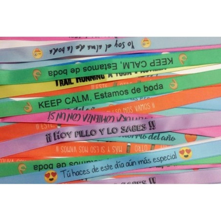 PACK PULSERA DE TELA - FRASES- PACK 60 UDS