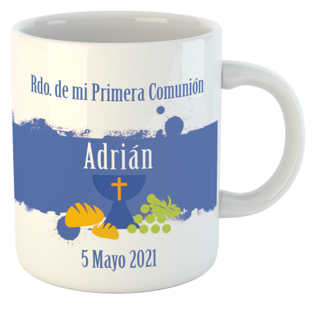 TAZA COMUNIÓN TRAZO AZUL