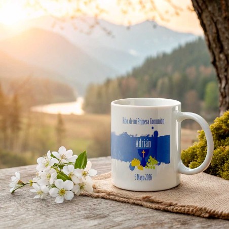 TAZA COMUNIÓN TRAZO AZUL
