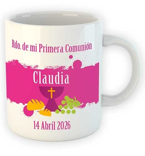 TAZA COMUNIÓN TRAZO ROSA