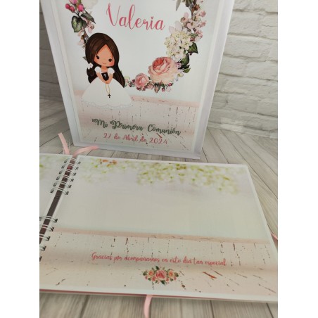 LIBRO DE FIRMAS PERSONALIZADO  NIÑA ROSAS