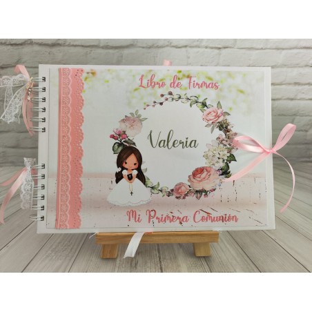 LIBRO DE FIRMAS PERSONALIZADO  NIÑA ROSAS