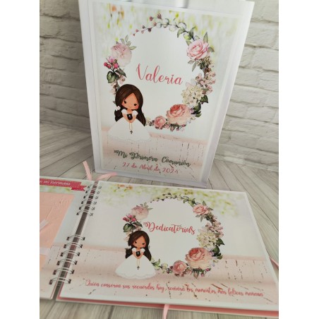 LIBRO DE FIRMAS PERSONALIZADO  NIÑA ROSAS