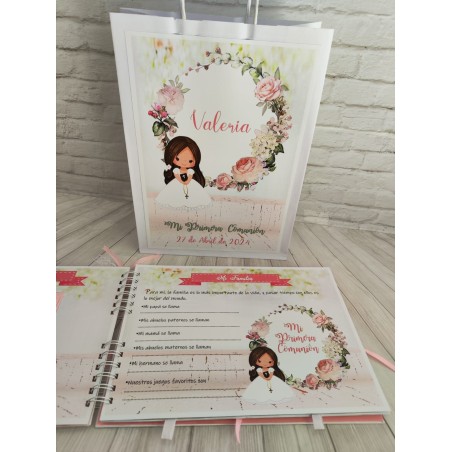 LIBRO DE FIRMAS PERSONALIZADO  NIÑA ROSAS