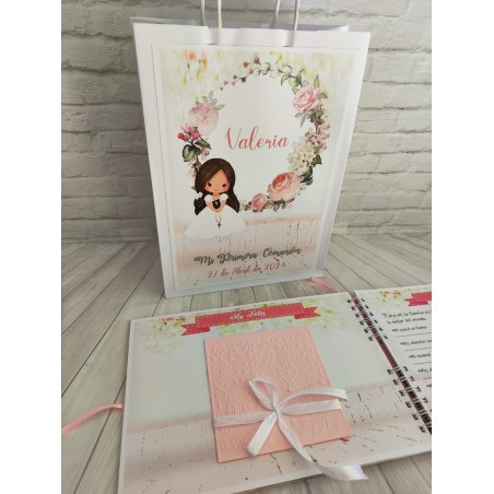 LIBRO DE FIRMAS PERSONALIZADO  NIÑA ROSAS