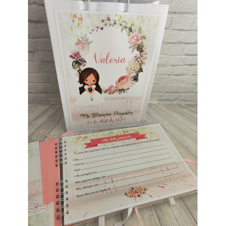 LIBRO DE FIRMAS PERSONALIZADO  NIÑA ROSAS