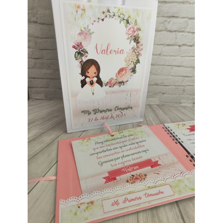 LIBRO DE FIRMAS PERSONALIZADO  NIÑA ROSAS