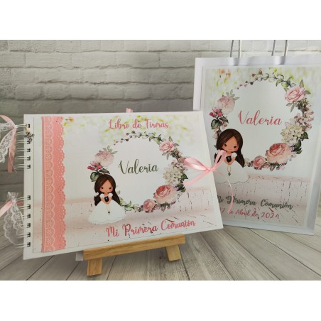 LIBRO DE FIRMAS PERSONALIZADO  NIÑA ROSAS