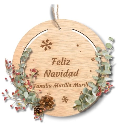 CORONA NAVIDAD DE MADERA PERSONALIZADA