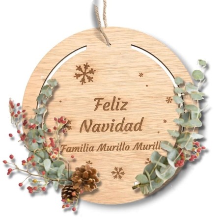 CORONA NAVIDAD DE MADERA PERSONALIZADA