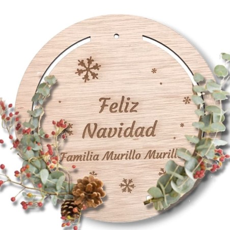 CORONA NAVIDAD DE MADERA PERSONALIZADA