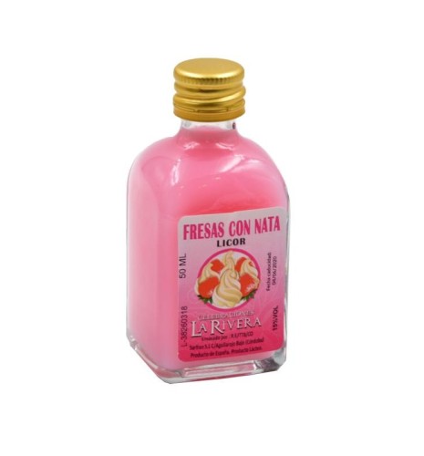 LICOR DE FRESAS CON NATA 50 ML. CRISTAL