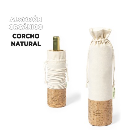 BOLSA DE ALGODÓN Y CORCHO PARA BOTELLA DE VINO