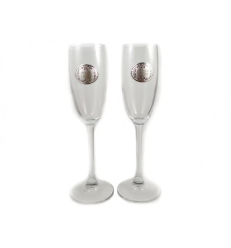 COPAS GRABADAS PARA BODA CON DETALLE CHAPA
