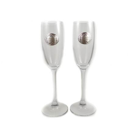 COPAS GRABADAS PARA BODA CON DETALLE CHAPA