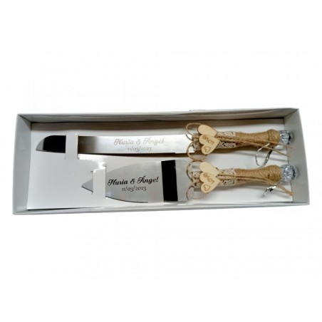 CUCHILLO Y PALA PARA TARTA BODA GRABADO