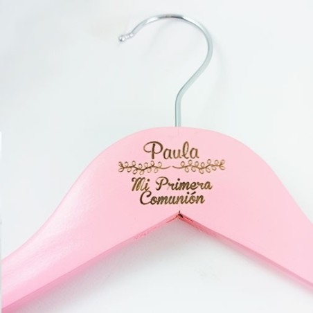 PERCHA PERSONALIZADA PARA COMUNIÓN ROSA
