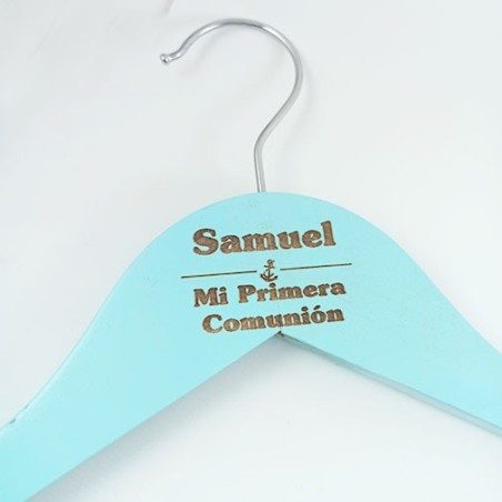 PERCHA PERSONALIZADA PARA COMUNIÓN AZUL