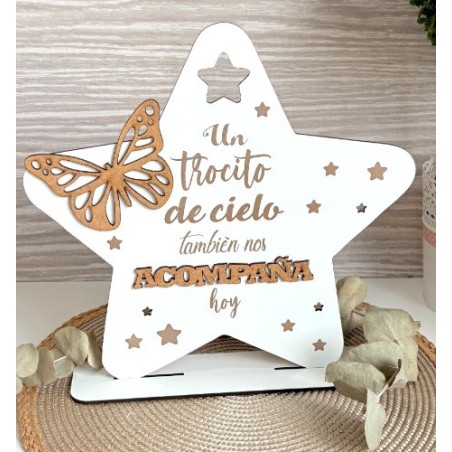 CARTEL ESTRELLA DE MADERA UN TROCITO DE CIELO