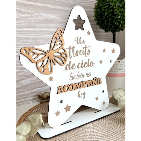 CARTEL ESTRELLA DE MADERA UN TROCITO DE CIELO
