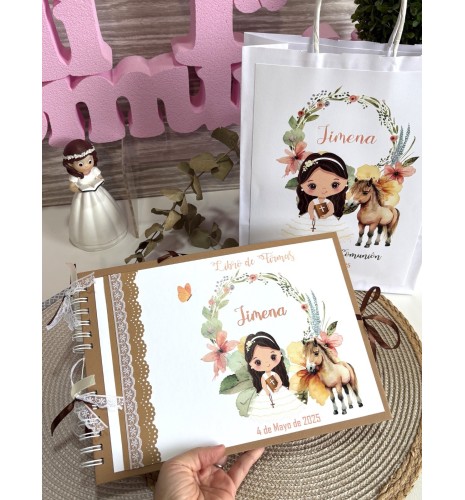 LIBRO DE FIRMAS PERSONALIZADO NIÑA CON CABALLO