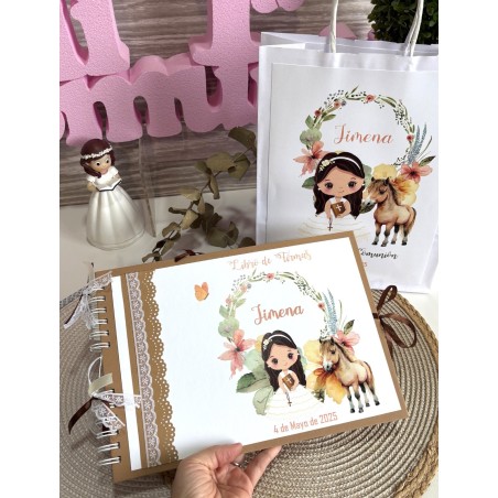 LIBRO DE FIRMAS PERSONALIZADO  NIÑA CON CABALLO