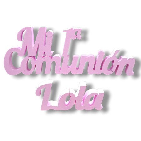 LETRAS DE CORCHO COMUNIÓN PACK NOMBRE ROSA