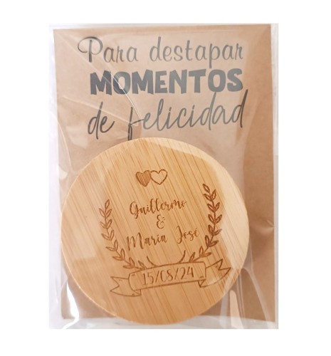 Abridor Bambú Boda 01 DECORADO kraft