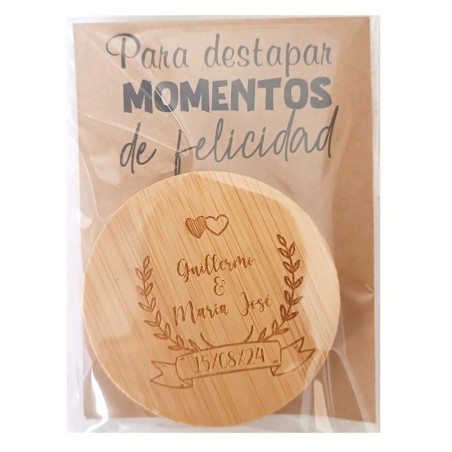 Abridor Bambú Boda 01 DECORADO kraft