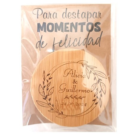Abridor Bambú Boda 02 DECORADO kraft