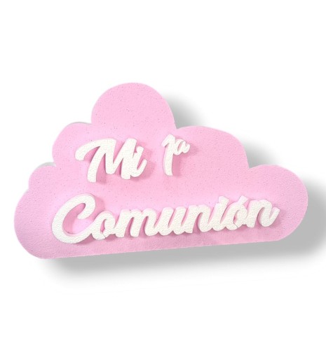 LETRAS DE CORCHO COMUNIÓN NUBE ROSA