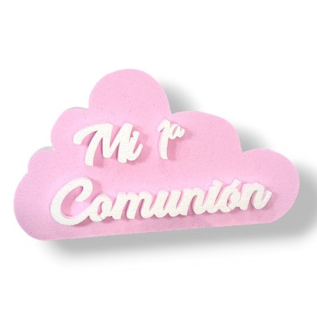 LETRAS DE CORCHO COMUNIÓN NUBE ROSA