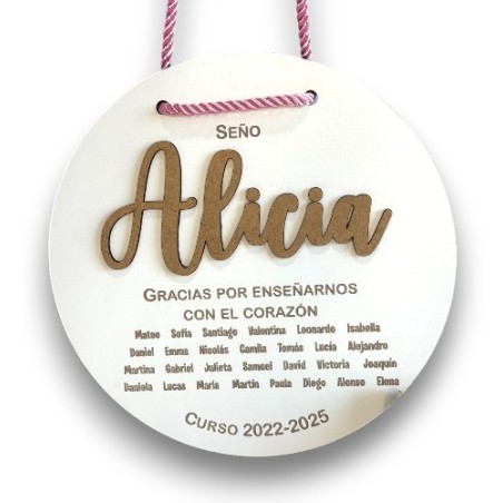 PLACA DE MADERA SEÑO CON NOMBRES