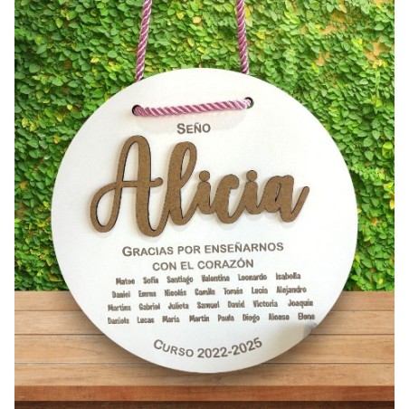 PLACA DE MADERA SEÑO CON NOMBRES