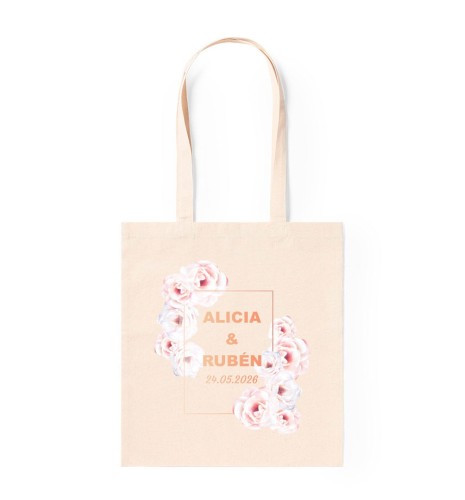 BOLSA ALGODÓN NATURAL ROSAS PERSONALIZABLE