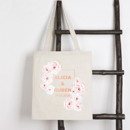 BOLSA ALGODÓN NATURAL ROSAS PERSONALIZABLE