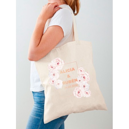 BOLSA ALGODÓN NATURAL ROSAS PERSONALIZABLE