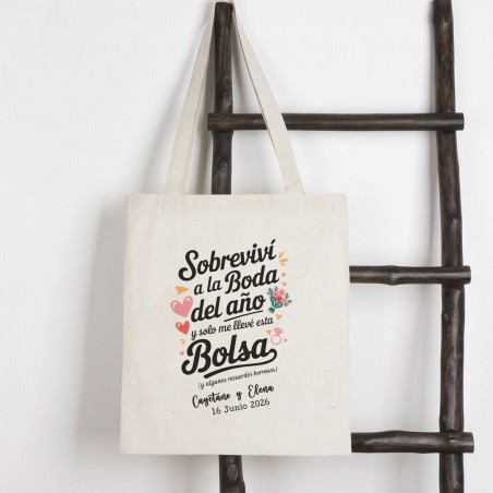 BOLSA ALGODÓN NATURAL "SOBREVIVÍ ..." PERSONALIZABLE