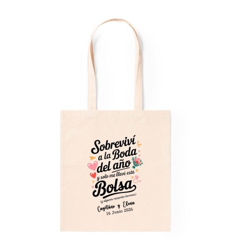 BOLSA ALGODÓN NATURAL "SOBREVIVÍ ..." PERSONALIZABLE