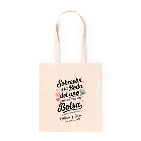 BOLSA ALGODÓN NATURAL "SOBREVIVÍ ..." PERSONALIZABLE