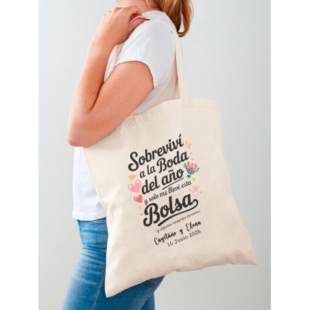 BOLSA ALGODÓN NATURAL "SOBREVIVÍ ..." PERSONALIZABLE