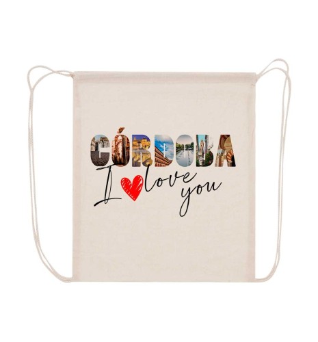 MOCHILA DE CUERDAS SERIE CÓRDOBA "ILOVEU" PERSONALIZABLE