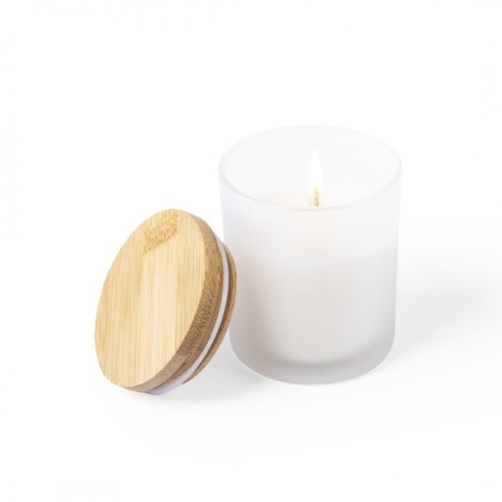VELA AROMA VAINILLA CON TAPA MADERA GRABADA BABY SHOWER
