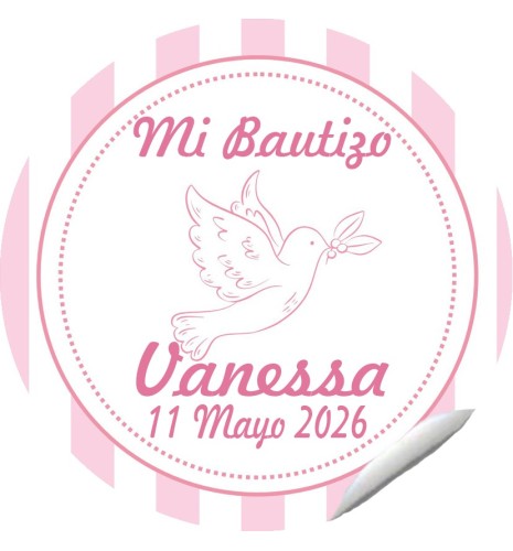 PEGATINA REDONDA BAUTIZO PALOMA