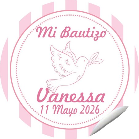PEGATINA REDONDA BAUTIZO PALOMA