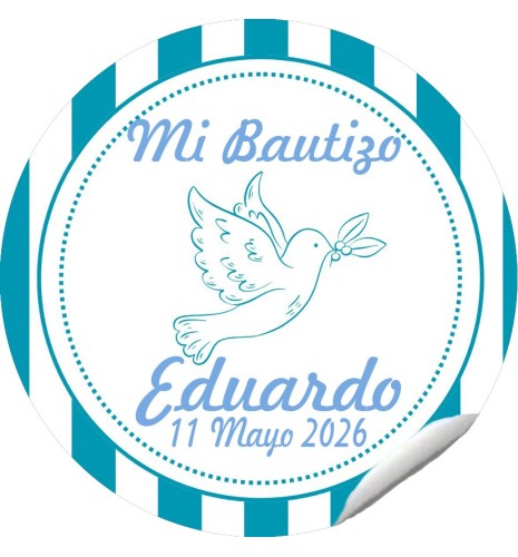 PEGATINA REDONDA BAUTIZO PALOMA