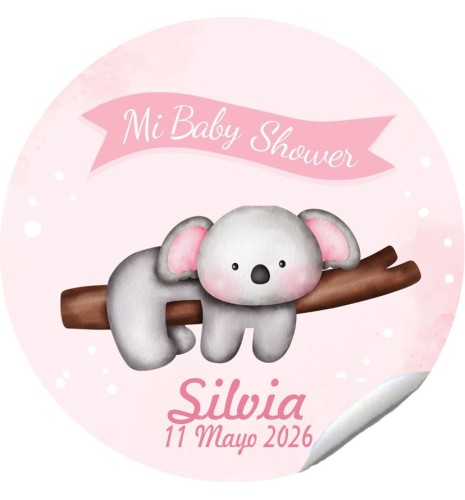 PEGATINA REDONDA BABY SHOWER KOALA