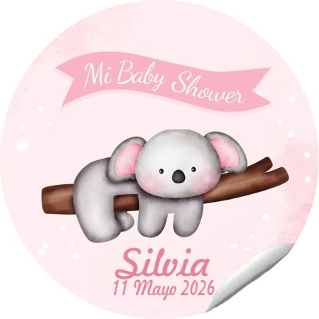 PEGATINA REDONDA BABY SHOWER KOALA